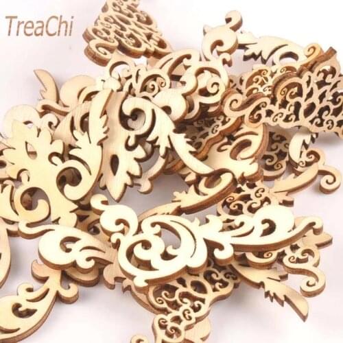 18Pcs Book Corner Flower Lace Pattern Wooden Ornaments Handmade Album Corners Natural Wood Crafts