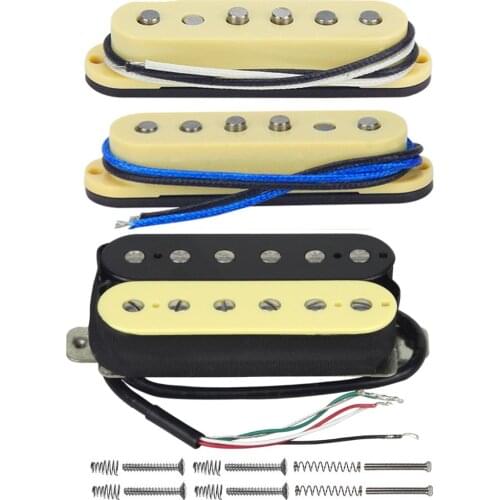 3pcs Vintage Alnico 5 Electric Guitar Single Coil Staggered Pole & Humbucker Pickup SSH Set for Neck/Middle/Bridge Pickup
