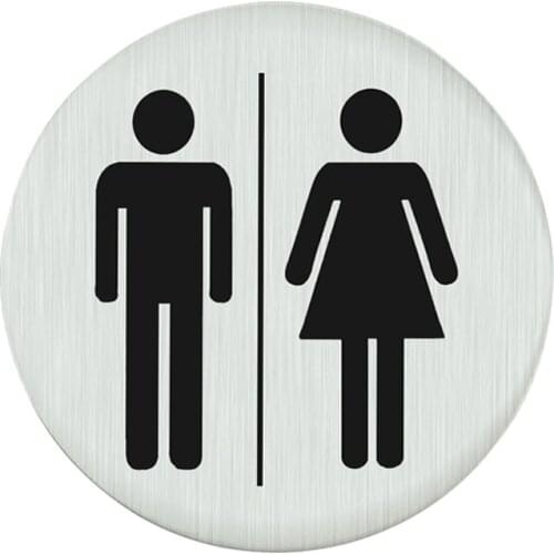 75mm Self-Adhesive Toilet Signs Men Women Restroom Stainless Steel WC Plaques for Door Male Female Bathroom Sign Wall Sticker
