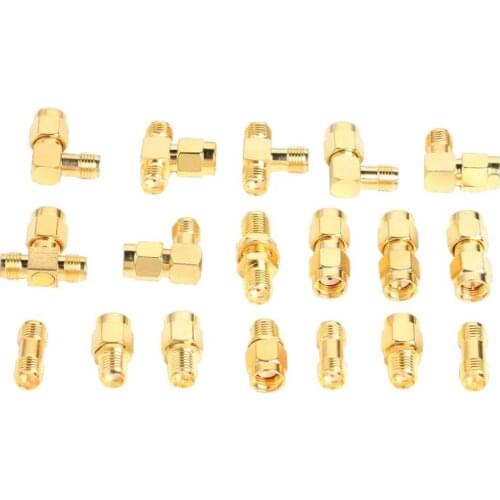 ALLOYSEED 18Pcs SMA Plug Kits Connector 90 180 Degree Straight Three-Way Male Female Plug Antenna Converter Adapter Set Kit