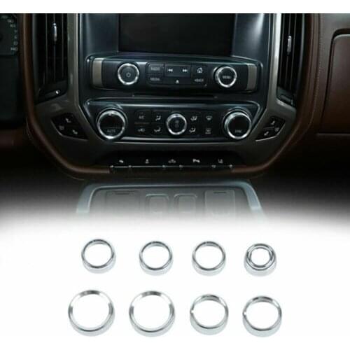 Auto Central Control Switch Button Knob Ring Trim Bezel For Chevy Silverado 2014-18 Silver Car Accessories