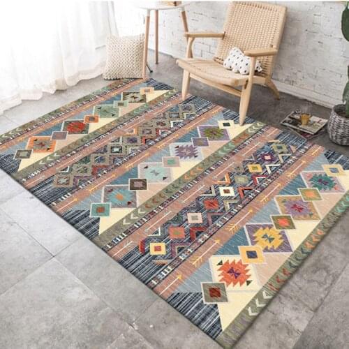 Bohemian Retro Color Geometric Ethnic Style Living Room Bedroom Kitchen Bedside Carpet Floor Mat Customization