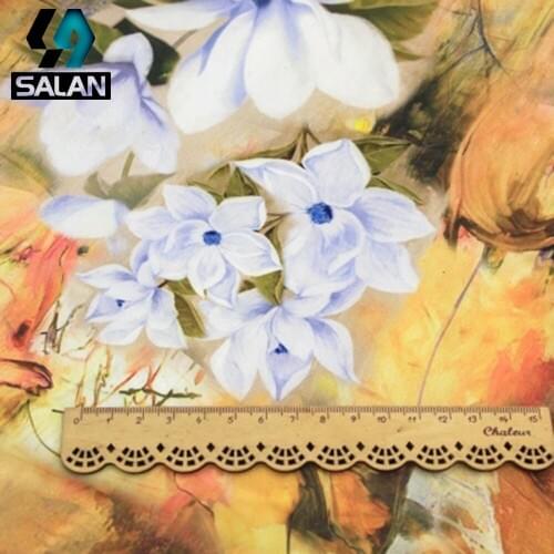 Gardenia flower silk cloth dress dress cheongsam fabric handmade DIY Chinese clothing fabrics luggage accessories