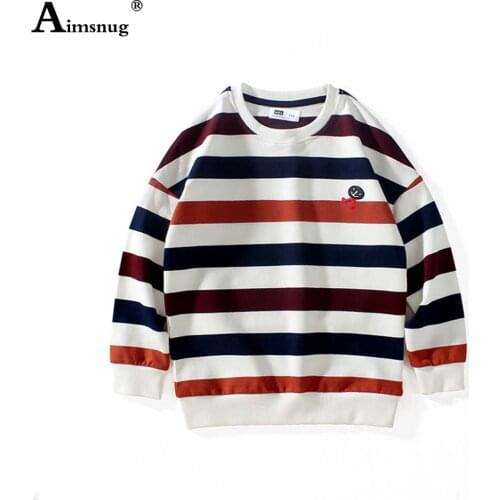 Children Fashion T-shirt Kids Stripes Print Tees Shirt Boys Casual Knitted Pullovers 2021 Autumn Long Sleeve Tops Streetwear