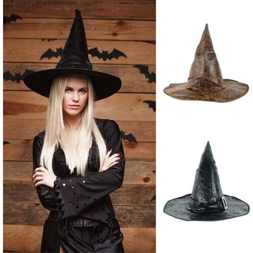 Halloween Artificial Leather Peaked Cap Cosplay Costume Accessory Children Adult Gifts Halloween Decoration Cap Dress Props