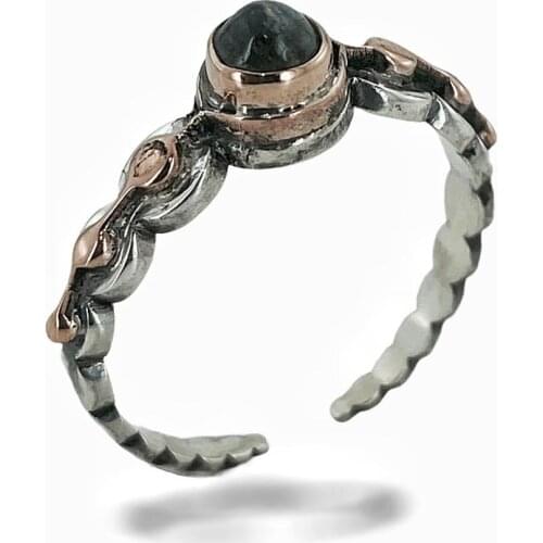 Natural Labradorite Gemstone Minimal Authentic 925 Sterling Silver Ring