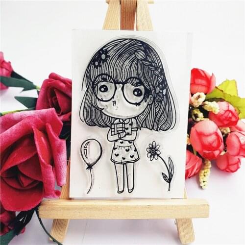 Hot 6*9cm balloon girl Transparent Clear Stamps / Silicone Seals Roller Stamp for DIY scrapbooking photo album/Card Making