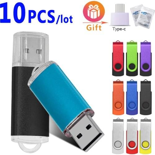 10pcs/lot Usb 2.0 metal pen drive 128gb usb stick 64gb pendrive 32gb Flash memory stick 16GB flash drive 8gb 4GB Free print LOGO