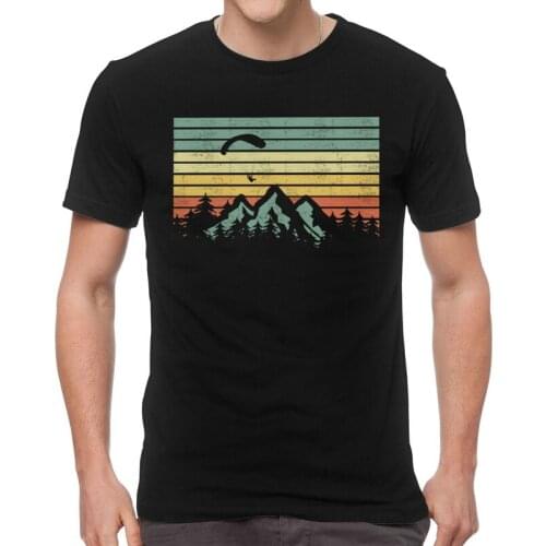 Mens Vintage Paraglider Sails Over Mountains T-Shirt Gift Paragliders Paramotor Lover Tshirt Short Sleeve T Shirt Cotton Tee