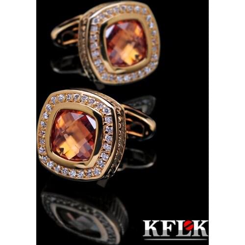 KFLK Jewelry shirt cufflinks for mens Gift Brand cuff buttons Crystal cuff link gold High Quality abotoaduras guests