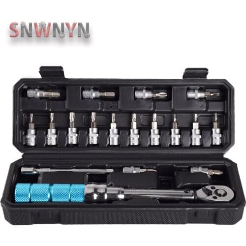 18pcs/set 1-20Nm Preset Bike Torque Wrench Set 1/4 Ratchet Wrench Socket Kits Bicycle Repair Tools