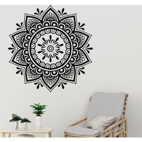 Mandala Wall Decal Boho Yoga Wall Stickers For Bedroom Flower Art Mural Bohemian Removable Home Living Room Decor