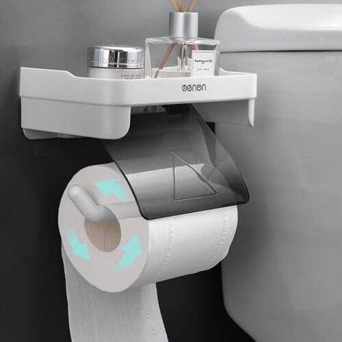 Wall Mount Toilet Paper Holder Waterproof Mobile Phone Storage Shelf Toilet Paper Storage Rack Tissue Bathroom Tissue Accessorie