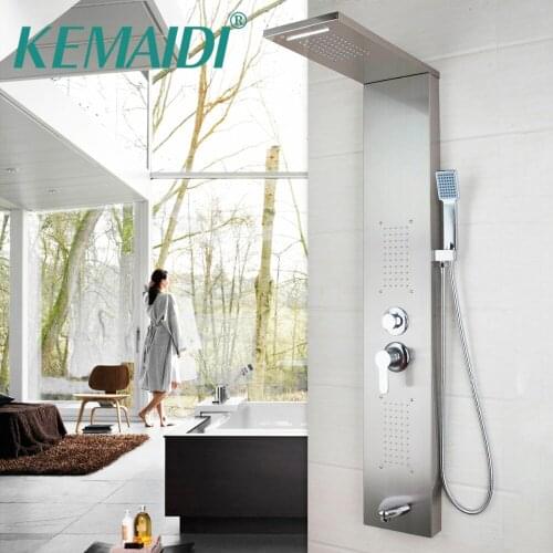 KEMAIDI Shower Panel New Shower column Solid Brass Bathroom Rainfall Shower Head W/Hand Sprayer Faucet Shower Set Faucets