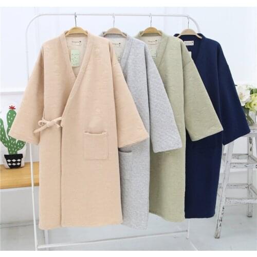 New Mens One-piece Bathrobe Air Cotton Thick Warm Night Gown Autumn and Winter Home Leisure Bath Towel for Men Night Robe