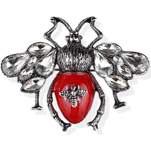 New Vintage Bee Brooches for Women Insect Crysral Rhinestone Lapel Pins Coat Sweater Corsage Fashion Jewelry Accessories Gifts