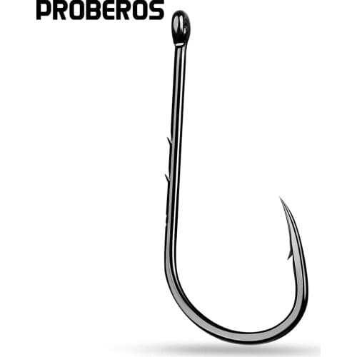 PROBEROS Lure Single Fishing Hooks 2/0-6/0# Fishhooks BAITHOLDER Black Color Jig Big Hooks Barbed Hooks Fishing Takcle