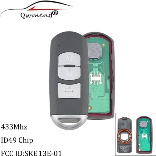 QWMEND SKE13E-01 for Mazda Key 433Mhz ID49 Chip Smart Car Key for Mazda CX-3 CX-5 Axela Atenza Car Remote Key 3 Buttons