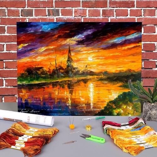 Dreams From Overseas Printed Water-Soluble Canvas 11CT Cross-Stitch Embroidery Complete Kit DMC Threads Hobby Different