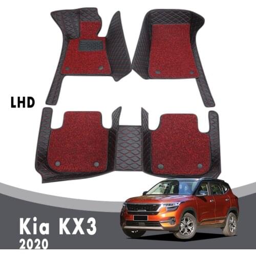 Luxury Car Floor Mats For Kia KX3 2020 Carpets Double Layer Wire Loop Interior Parts Artificial Leather Auto Accessories Rugs