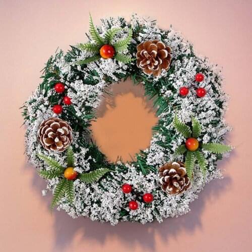 2021 Christmas Artificial Floral Wreath Hanging Decoration Fake Fruit Pine Home Bedroom Wall Door Garland Supply