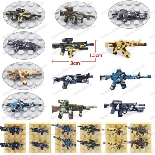 Assembly Military Camouflage Gun WW2 Weapons Figures Building Block Diy Army Special Forces Equipment Set Moc Model Boy Gift Toy