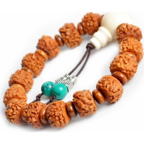 Rudraksha seeds Turquoise tassel Tibetan Buddhism Amulet Bracelet
