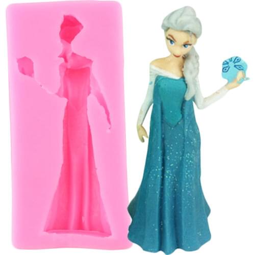 Disney Frozen Princess Elsa Silicone Mold Baby Birthday Fondant Cake Decorating Tools DIY Cupcake Baking Candy Chocolate Moulds