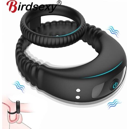 Silicone Vibrating Ring Penis Vibrator Massager Delay Ejaculation Mini Bullet Vibrator Erection Cock Lock Ring Sex Toys for Men