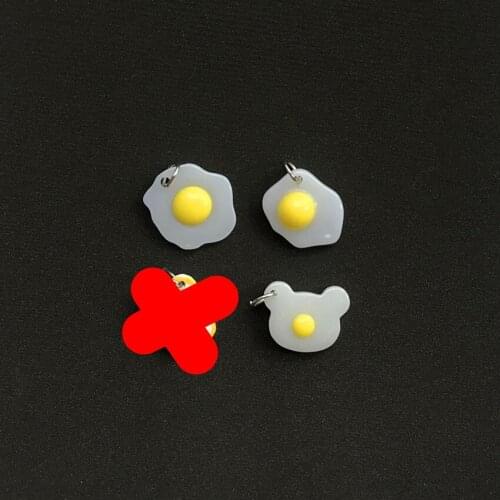 10pcs Cute Resin Flatback Fried Egg With Circle For Necklace Keychain Pendant DIY Making Accessories