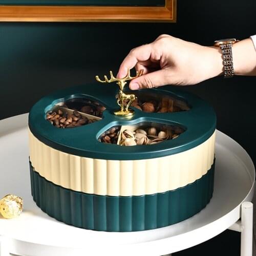 Nordic style elk fruit tray Household living room divider dried fruit tray with lid Creative modern multi-layer candy snack box