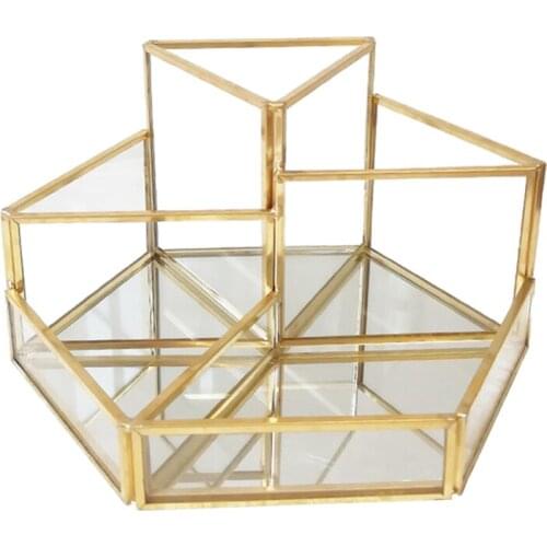 Glass Makeup Organizer Jewelry Box Multifunction Display Case Lipstick Nail Polish Display Stand Makeup Brush Storage