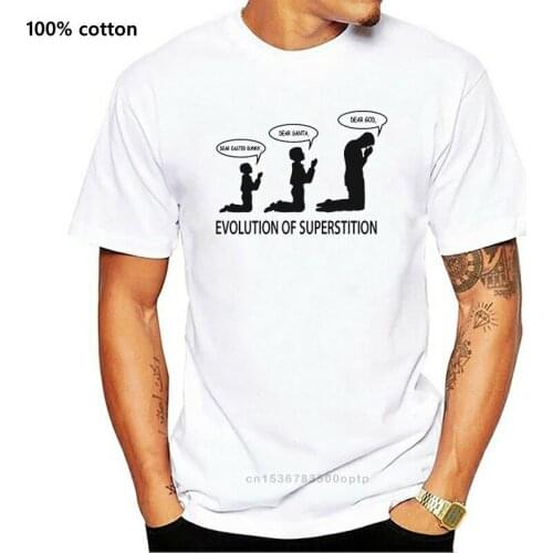 Superstition Evolution - Mens Funny Atheist T-Shirt Atheism Printing Apparel? Tee Shirt