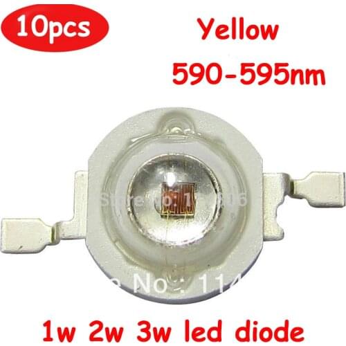 10pcs/lot 30mil 42mil 1W 2W 3W Yellow 590nm ~ 595nm LED Diodes Beads Light Part Input 600mA-700mA