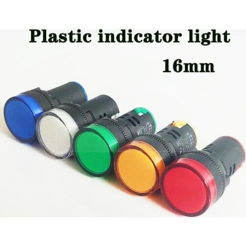 16mm plastic Indicator lights waterproof Signal lamp no wire 12V 24V 220v power signal lamp LED indication indicator light