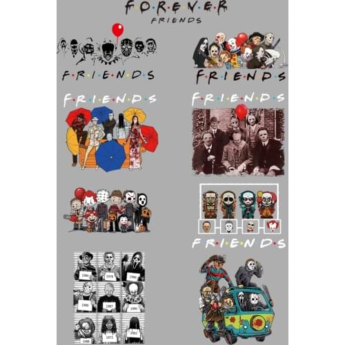 Thermal stickers Horror friends tv show Funny patches Diy anime One Piece iron on patches Clothing thermoadhesive patches