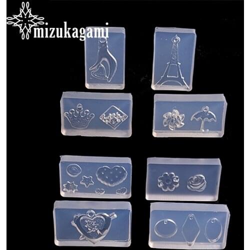 UV Resin Jewelry Liquid Silicone Mold Umbrella Love Heart Hand Tower Pendant Molds For DIY Jewelry Nail Art Mold