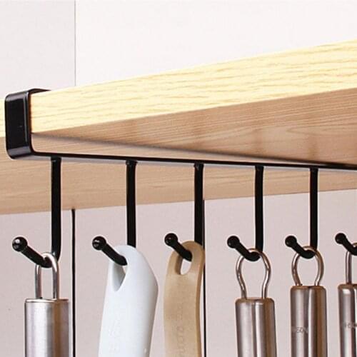 Iron 6 Hooks Storage Shelf Easy Installation Iron Punch Free U-shape Storage Hook Bathroom Kitchen Organizer Rack Holder