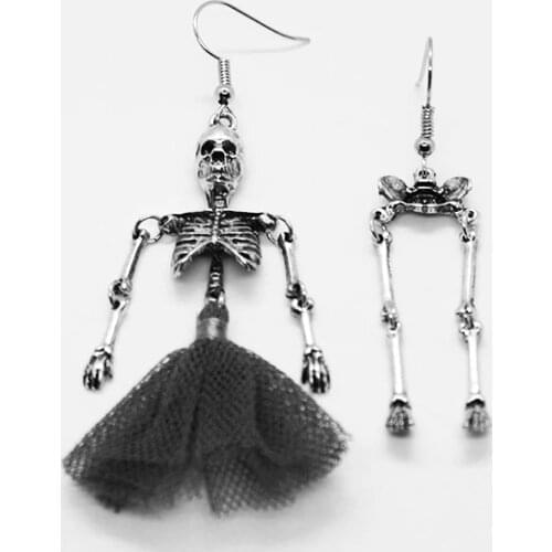 Gothic Dark Stylish Skeletons Danlge Earrings For Women Vintage Halloween Punk Black Dress SKull Drop Earrings 2019 femme bijoux