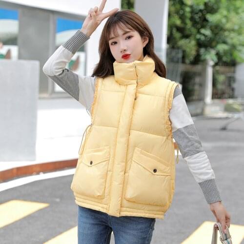ISENMAL Women Sleeveless Vest Winter Warm Down Cotton Padded Jacket Female Veats Mandarin Collar Sleeveless Waistcoat