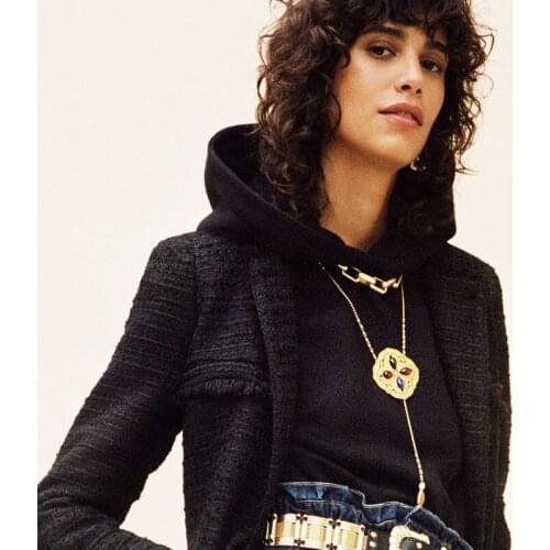 PPG&PGG ZA Colorful Simulated Pearl Pendant Necklace Women Long Gold Color Metal Chain Statement Choker Necklace Wedding Jewelry