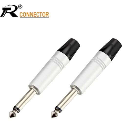 10Pcs Aluminum 6.35mm mono sophomore core amplifier microphone audio plug jack connector