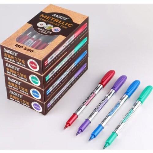 12Pcs Gold And Silver 1.5mm Student Supplies Marker Craftwork Pen DIY Metal Waterproof Permanent Paint Marker Pens