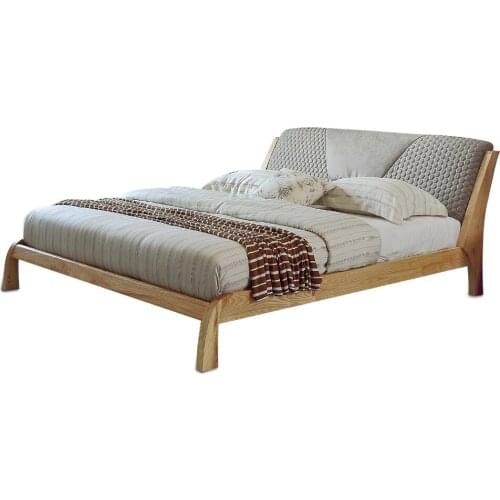 1212H302B Ash solid wood Original Nordic Modern Simple style with stable ranked skeleton soft bed-rest large bed frame