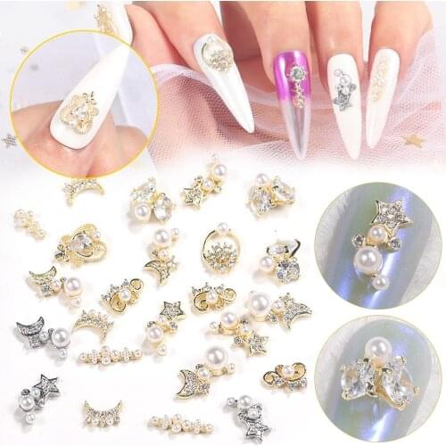 2Pcs Luxury Plated Cubic Zirconia Nail Jewelry Decorations Manicure Accessories