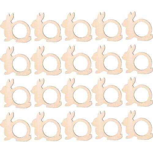 20PCS Rabbit Shape Wood Napkin Rings Fashion Napkin Buckles Party Napkin Holders Towel Buckles