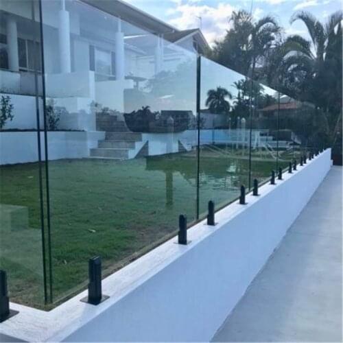 2205 Duplex Stainless Steel Frameless Clear Glass Pool Fencing Matt Black Spigots