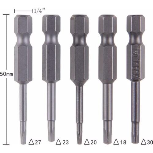 5Pcs/Set Anti Slip Magnetic Triangle Head Screwdriver Bit 1/4" S2 Steel Hex Shank Electric Power Tool Accessories 50mm