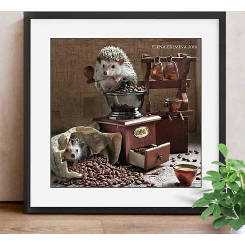 5D DIY Embroidery Diamond Painting Hedgehog Diamond Mosaic Animals Full Square Decor Picture Of Rhinestone Coffee Gift