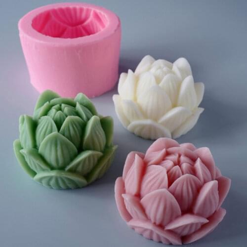 Aromatherapy Candle Silicone Mold 3D Lotus Flower Shape Soap Silicone Mould DIY Hand Tools